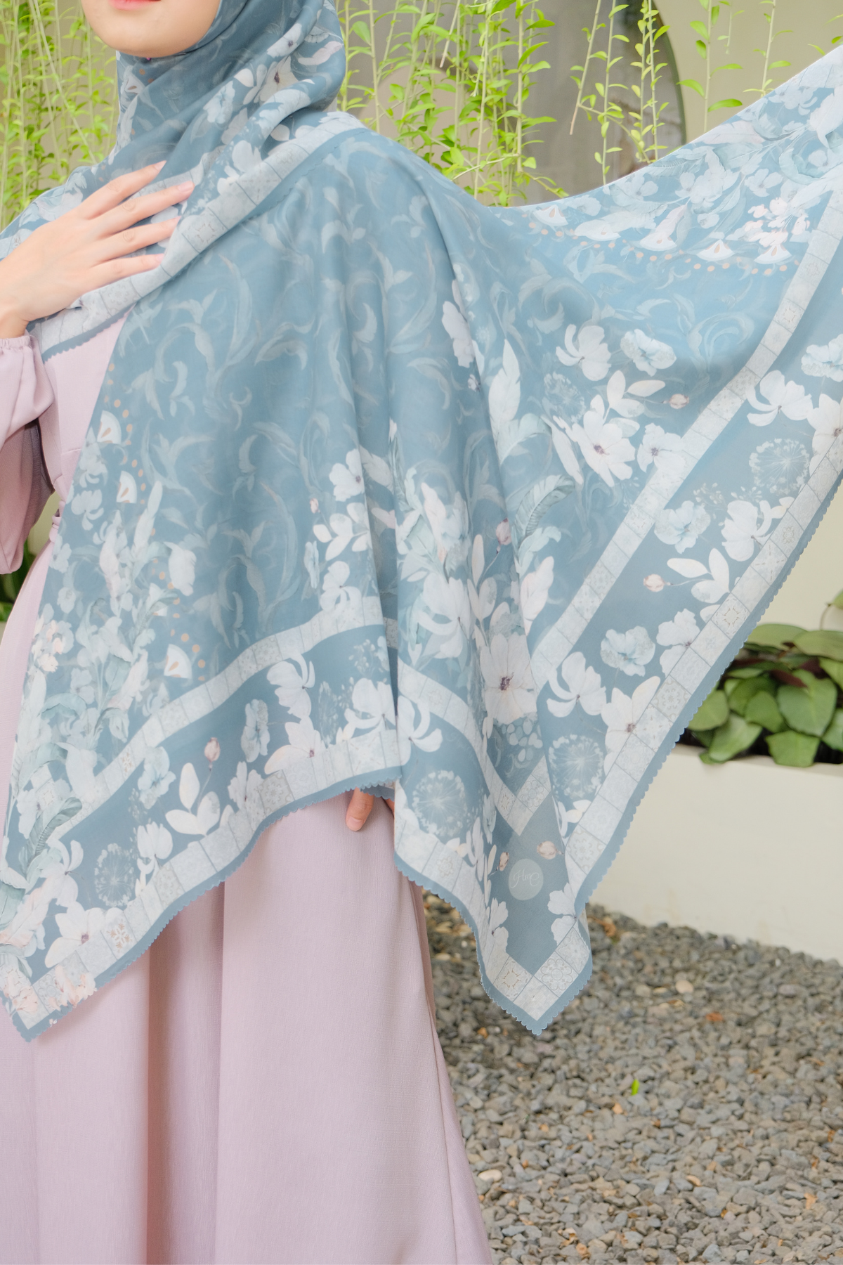 Zalya - Scarf Square Icy Voal - Shadow Grey - ZY25.10