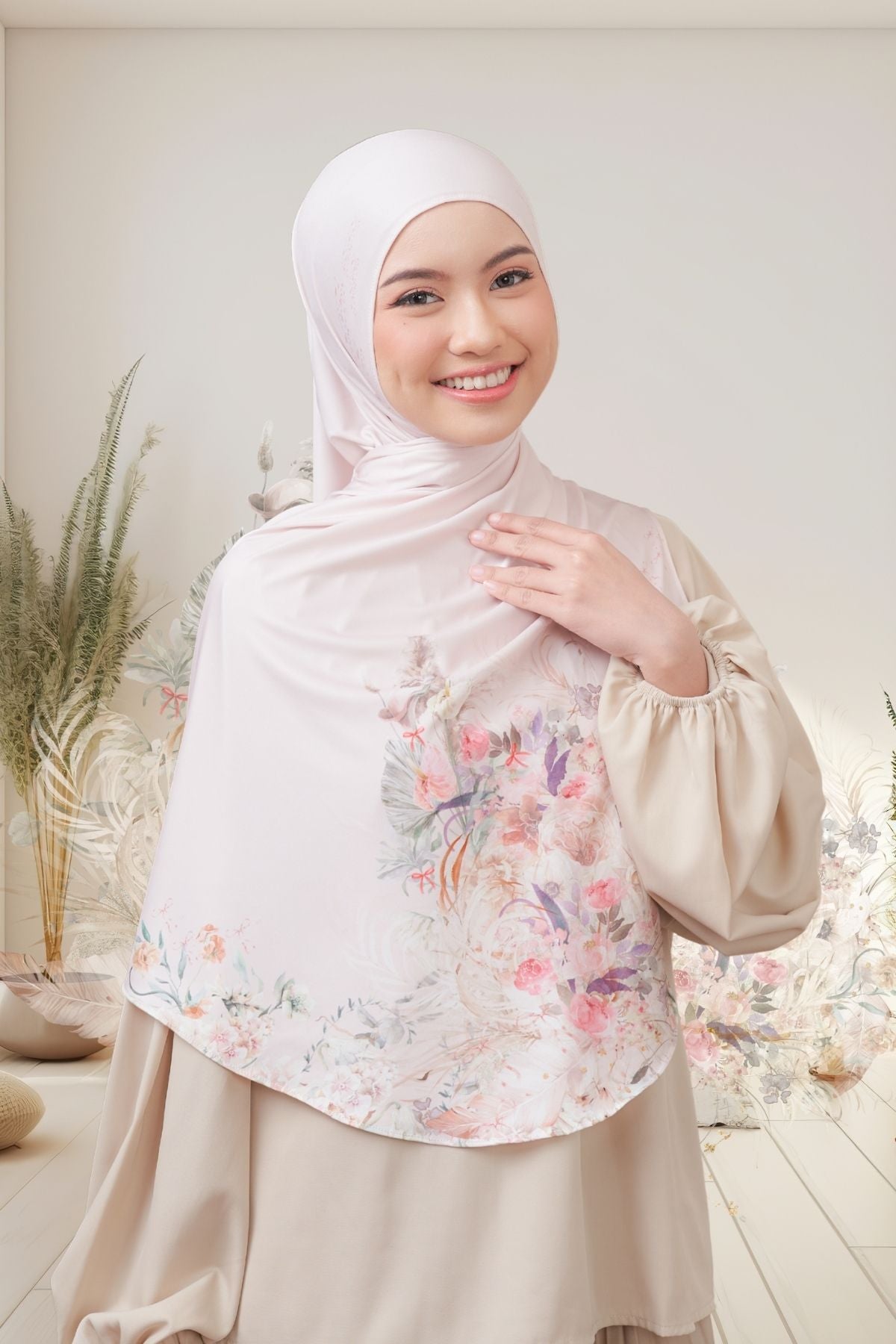 [ BUY 3 GET 1 FREE HIJAB ] Runa Emily - RE46.10 Cream