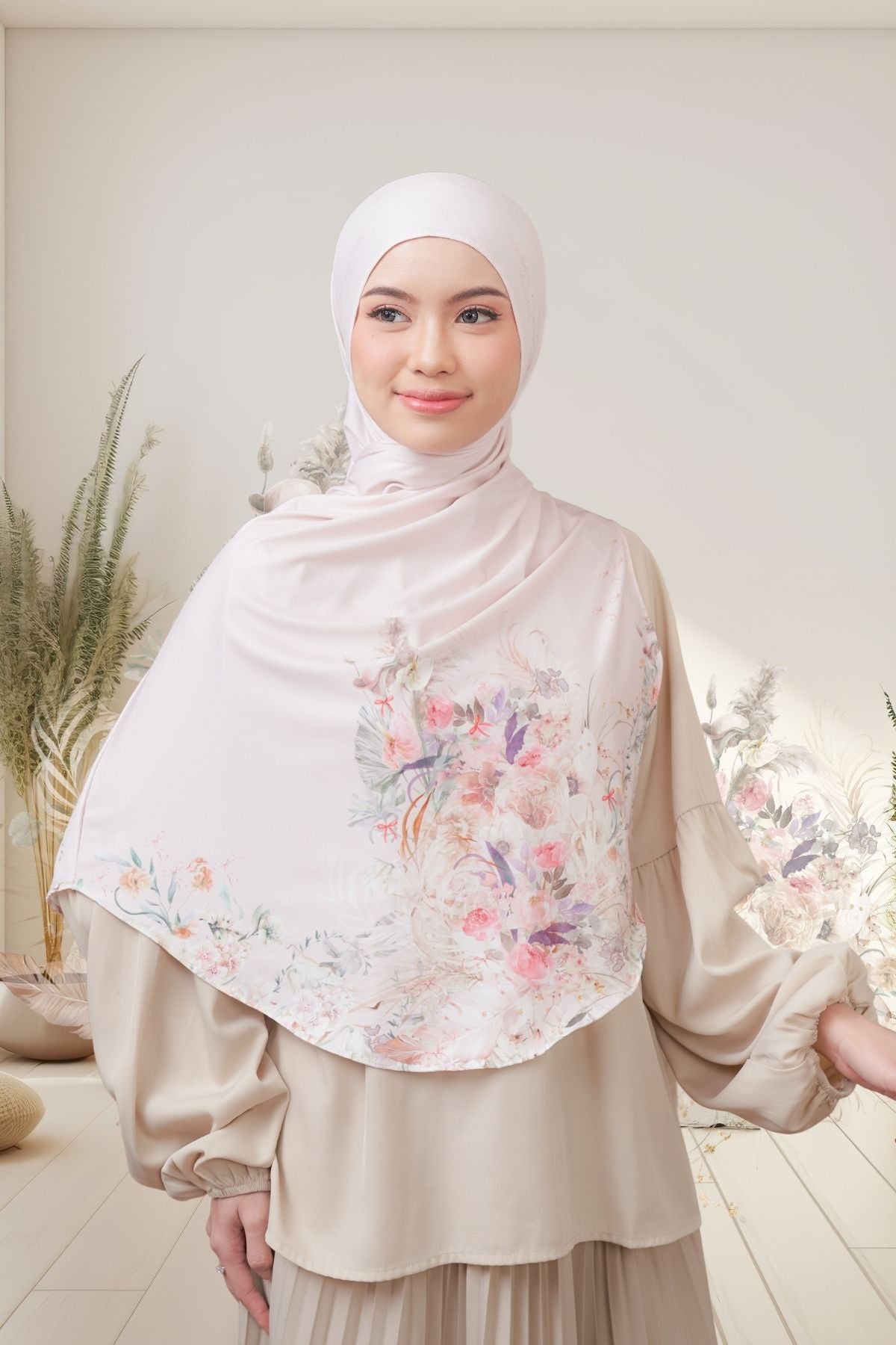 [ BUY 3 GET 1 FREE HIJAB ] Runa Emily - RE46.10 Cream