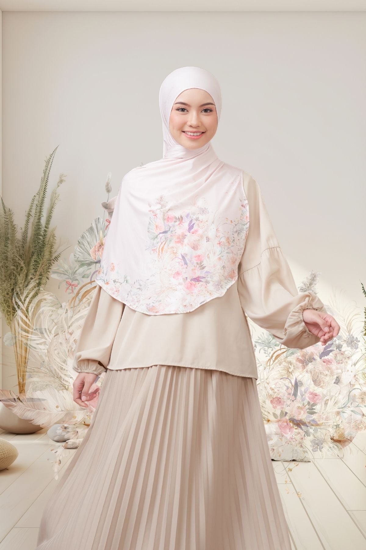 [ BUY 3 GET 1 FREE HIJAB ] Runa Emily - RE46.10 Cream
