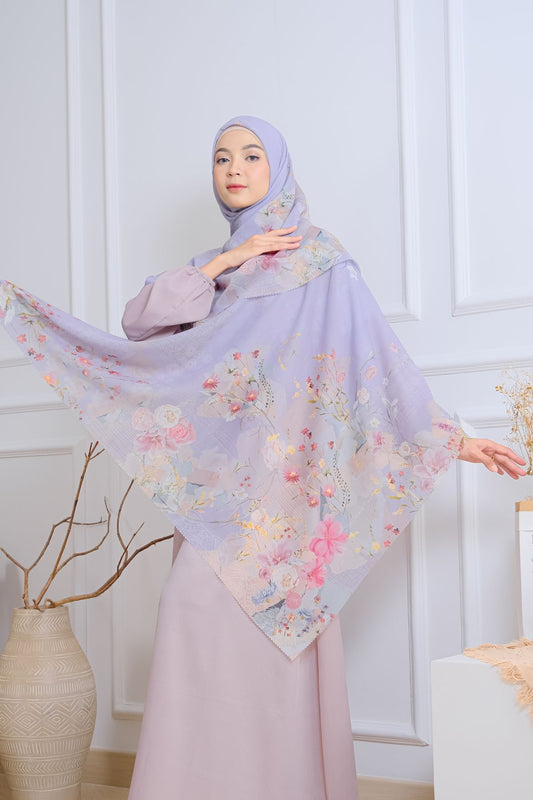 [ BUY 3 GET 1 FREE HIJAB ] Florence - Scarf Square British Voal - Violet Purple - FL24.12