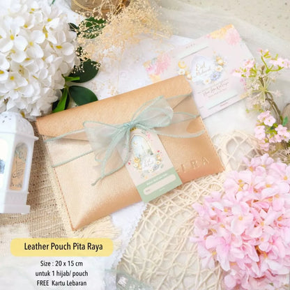 HIRA [Box Packing Saja ] Hampers Bingkisan Parcel Raya Idul Fitri Lebaran Leather Pouch Kantong Tas