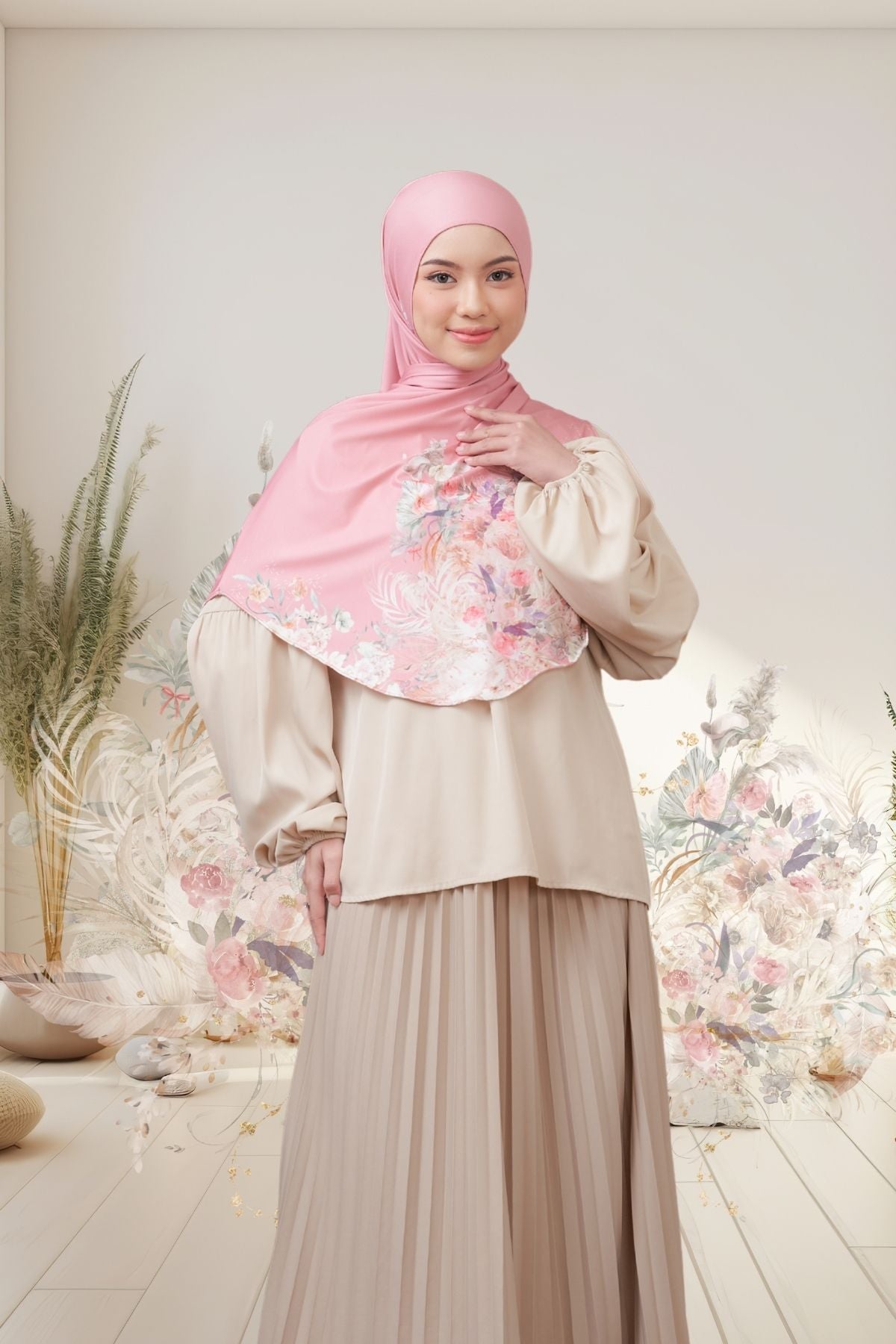 [ BUY 3 GET 1 FREE HIJAB ] Runa Emily - RE46.6 Peach