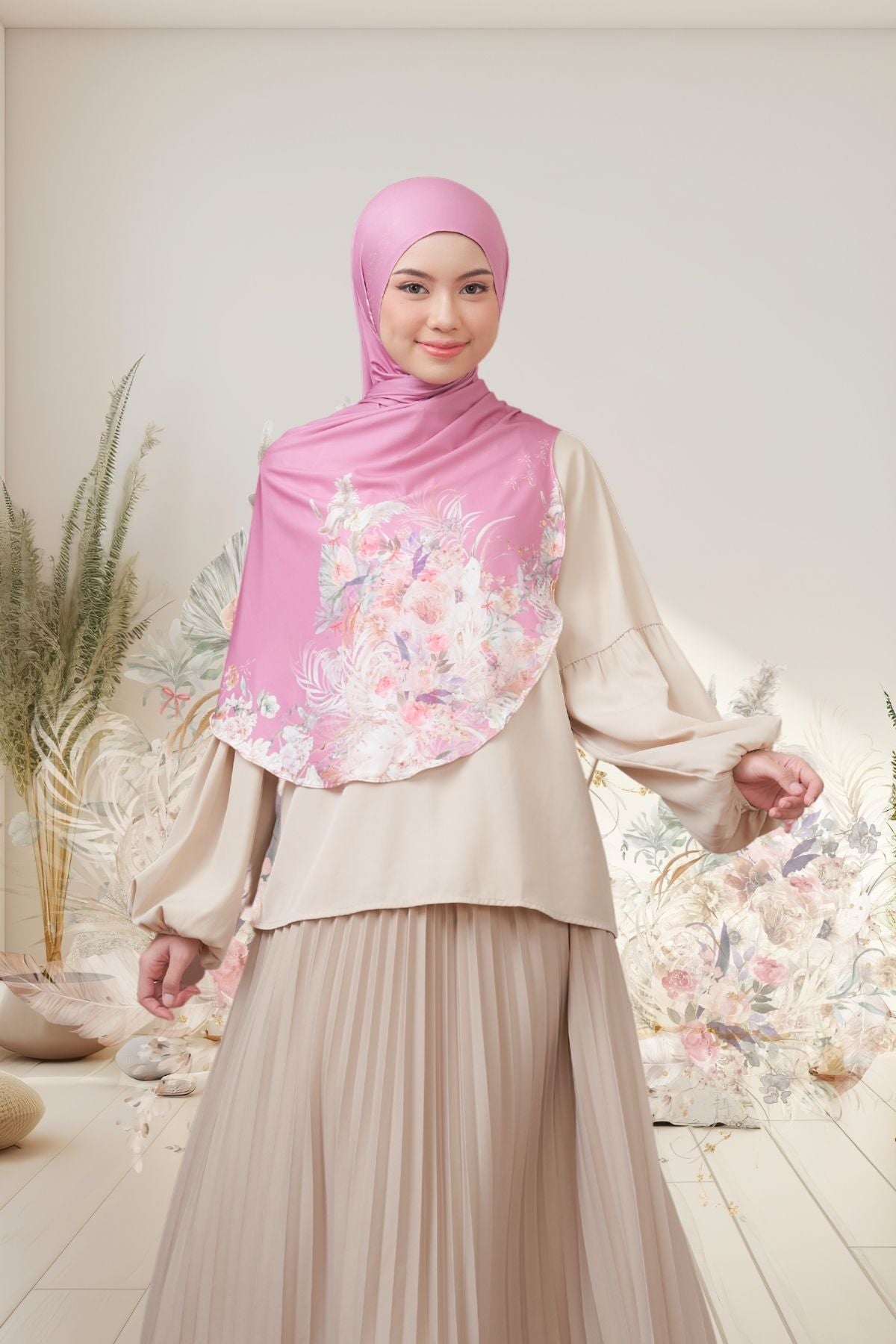 [ BUY 3 GET 1 FREE HIJAB ] Runa Emily - RE46.5 Pink