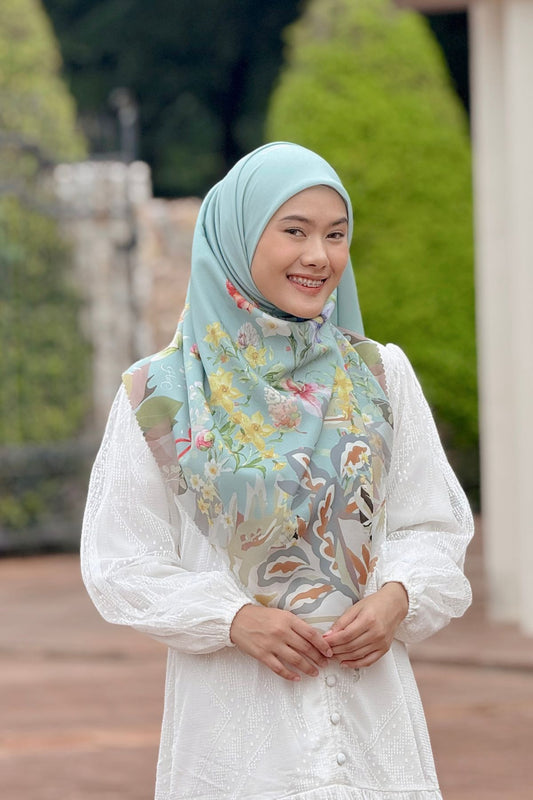 Daffodil - Scarf Square Premium Polycotton XL - Sage - JD14.11