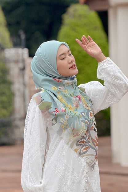 Daffodil - Scarf Square Premium Polycotton XL - Sage - JD14.11