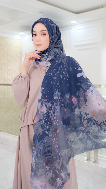 [ BUY 3 GET 1 FREE HIJAB ] Emily - Scarf Square Premium Polycotton | Navy - EM28.17
