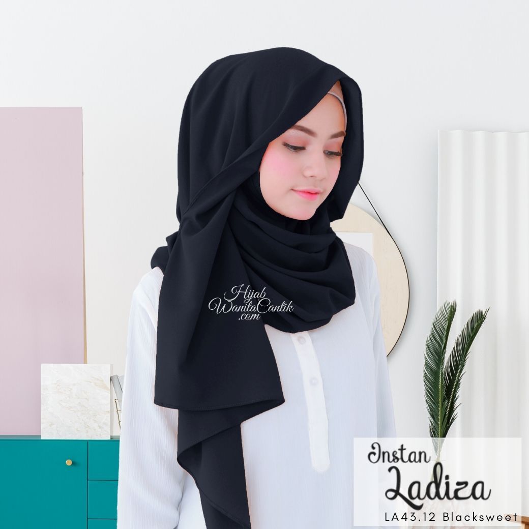 Pashmina Instan Ladiza - LA43.12 Blacksweet