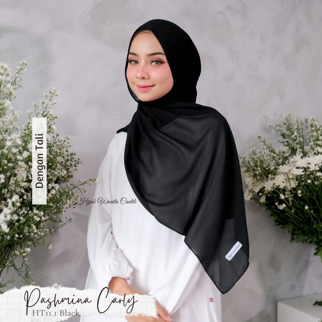 Pashmina Carly (dengan tali) - HT11.1 Black