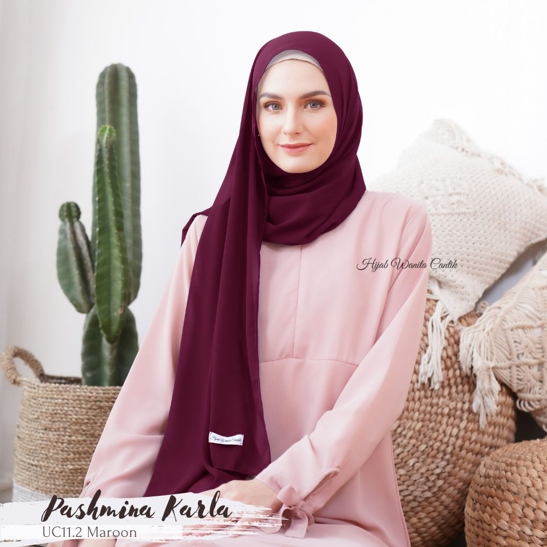 Pashmina Karla (dengan kancing) - UC11.2 Maroon