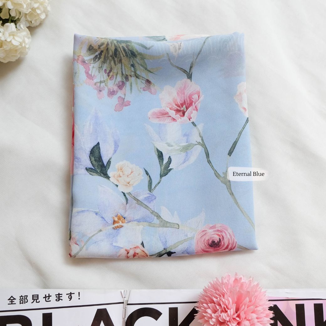[ BUY 3 GET 1 FREE HIJAB ] Florence - Scarf Square Premium Polycotton XL - Eternal Blue - RJ24.10
