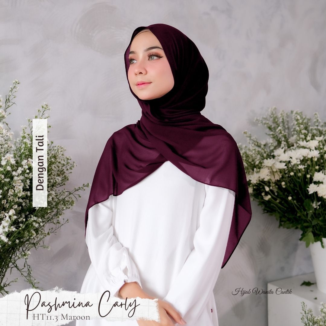 Pashmina Carly (dengan tali) - HT11.3 Maroon