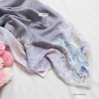 Lavender JUMBO - Scarf Square Premium Polycotton XL | Silver - LJ57.12