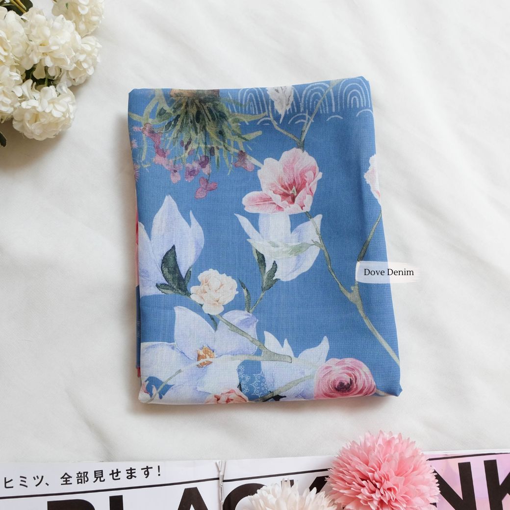 Florence - Scarf Square Premium Polycotton XL - Dove Denim - RJ24.9