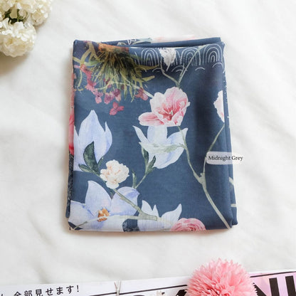 [ BUY 3 GET 1 FREE HIJAB ] Florence - Scarf Square Premium Polycotton XL - Midnight Grey - RJ24.3