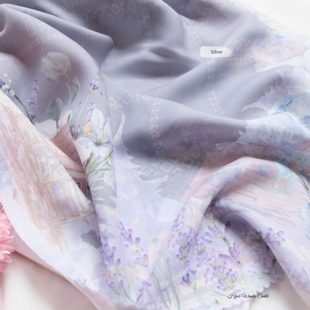 Lavender JUMBO - Scarf Square Premium Polycotton XL | Silver - LJ57.12
