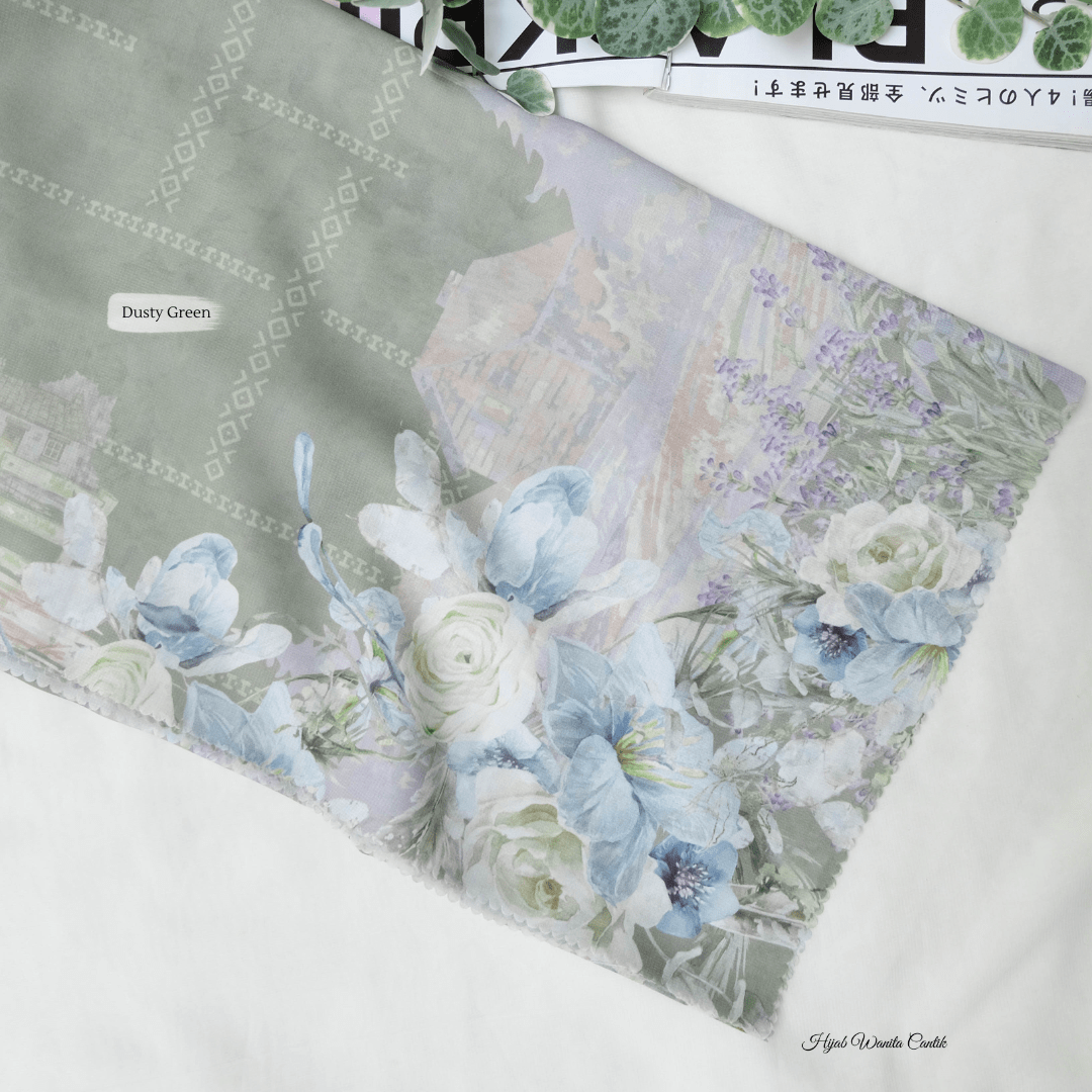 Lavender JUMBO - Scarf Square Premium Polycotton XL | Dusty Green - LJ57.3