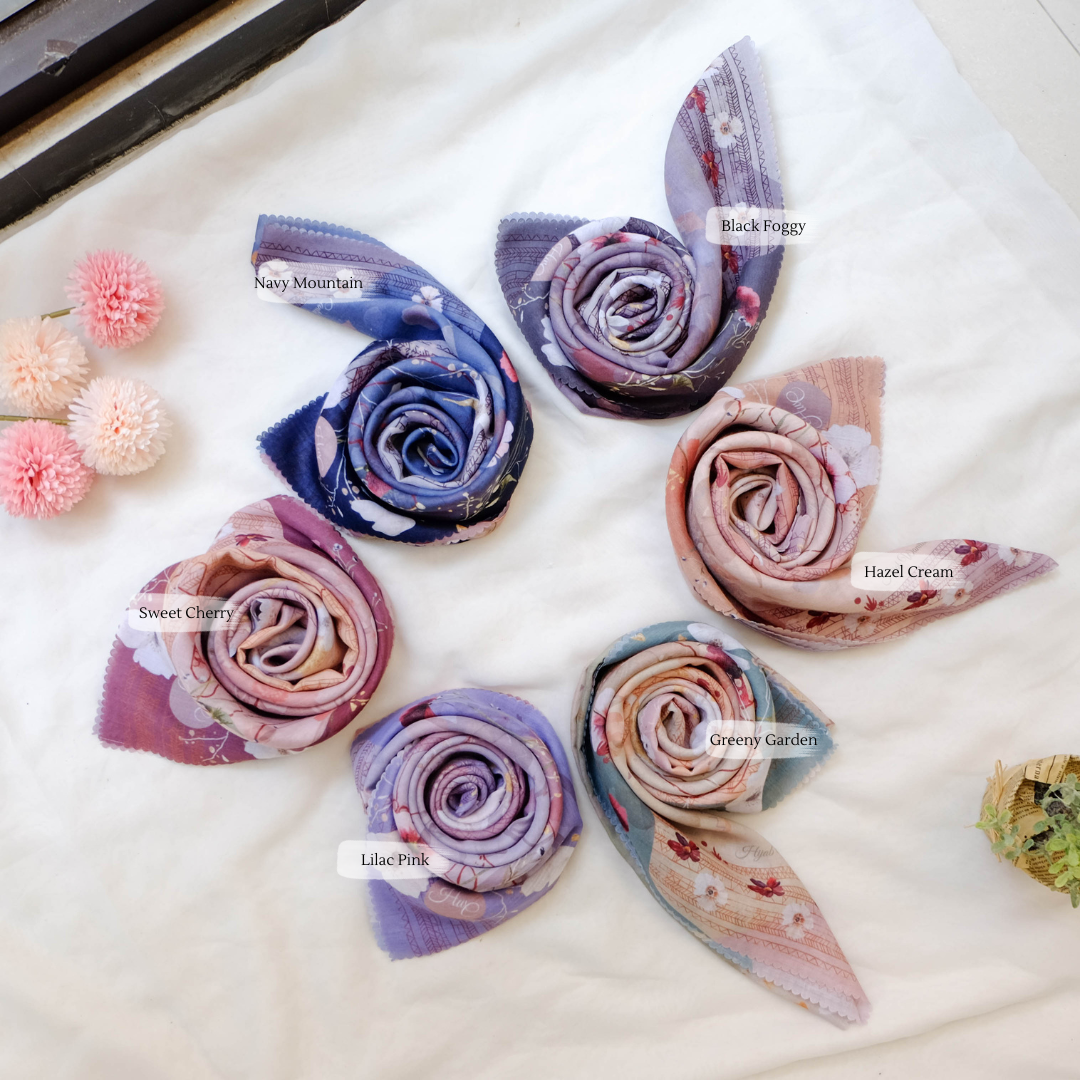 Segiempat Poppy Scarf - PY71.6 Lilac Pink