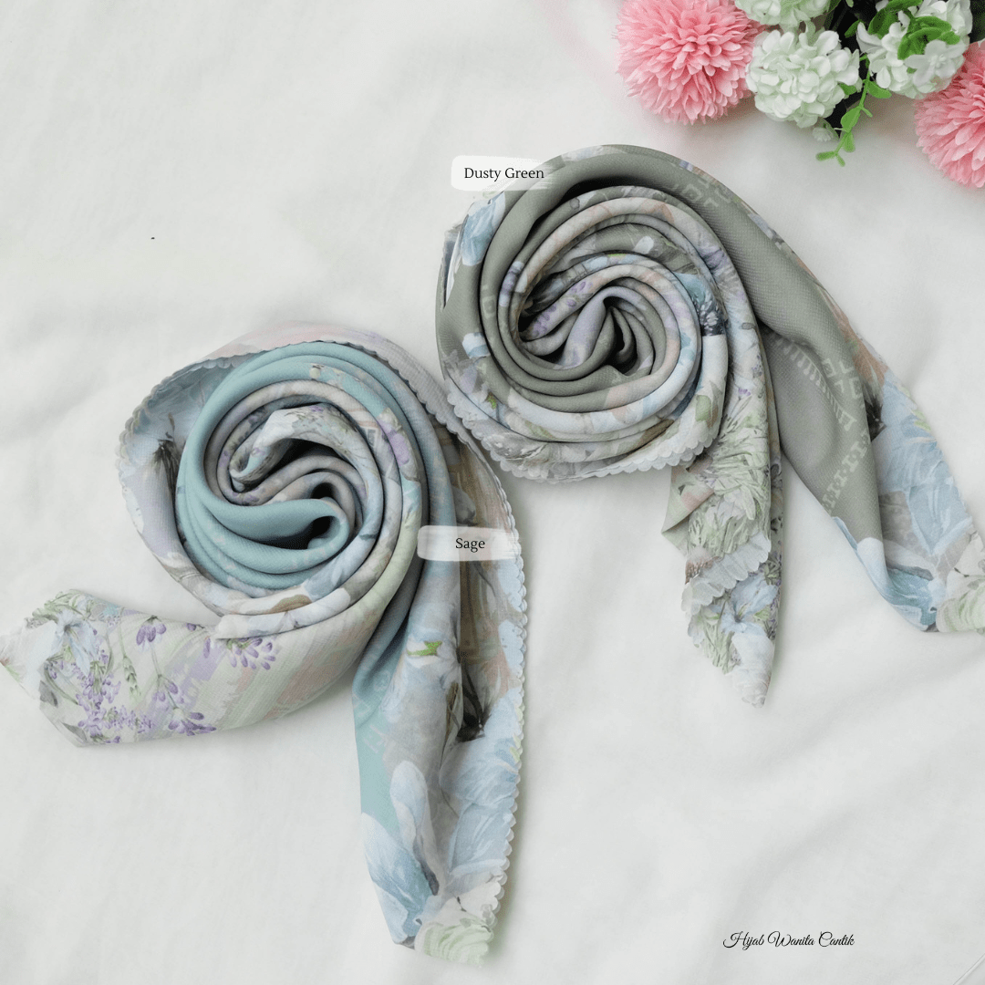 Lavender JUMBO - Scarf Square Premium Polycotton XL | Dusty Green - LJ57.3