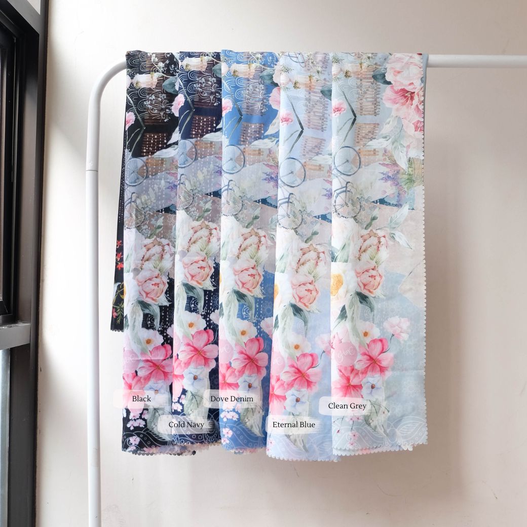 [ BUY 3 GET 1 FREE HIJAB ] Florence - Scarf Square Premium Polycotton XL - Eternal Blue - RJ24.10