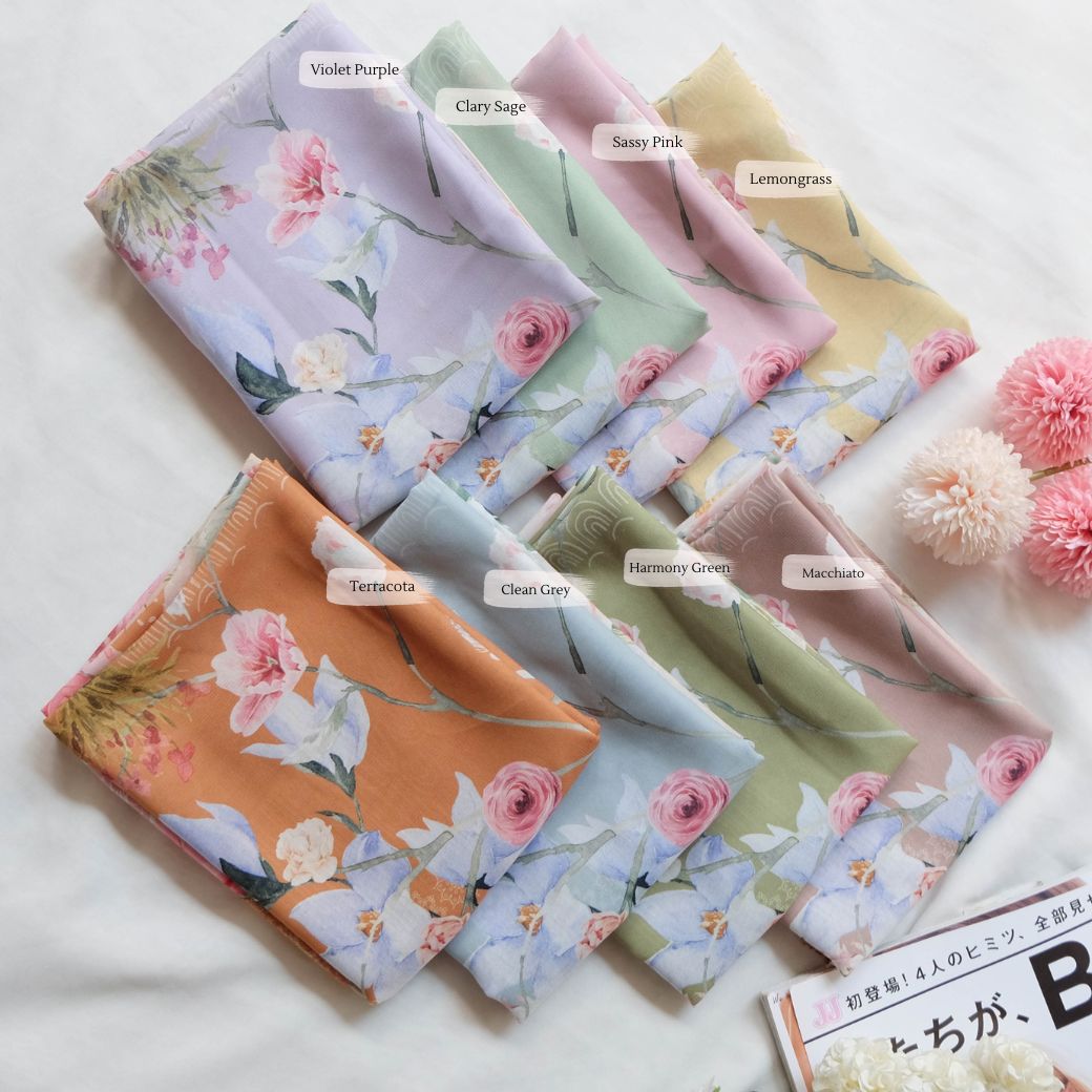 [ BUY 3 GET 1 FREE HIJAB ] Florence - Scarf Square Premium Polycotton XL - Clary Sage - RJ24.14