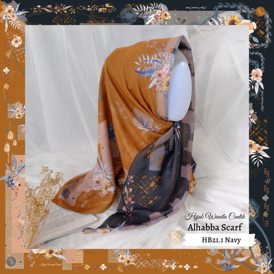 Segiempat Alhabba Scarf - HB21.1 Navy