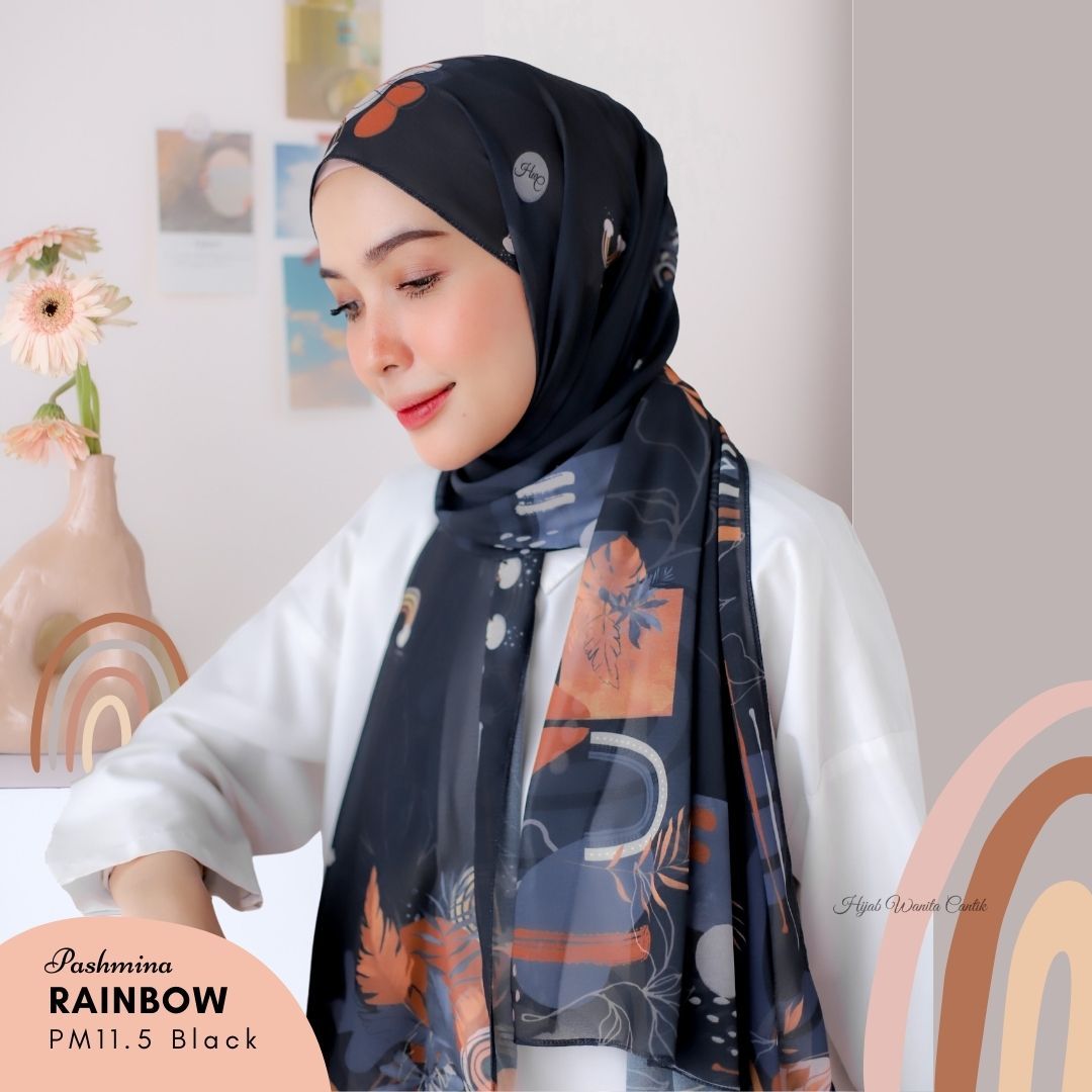 Rainbow - Pashmina Premium Ceruti - Black - PM11.5