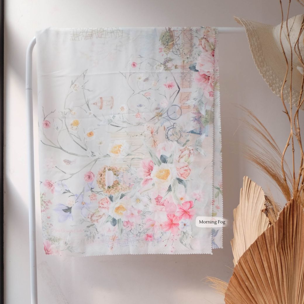 [ BUY 3 GET 1 FREE HIJAB ] Florence - Scarf Square Premium Polycotton XL - Morning Fog - RJ24.15