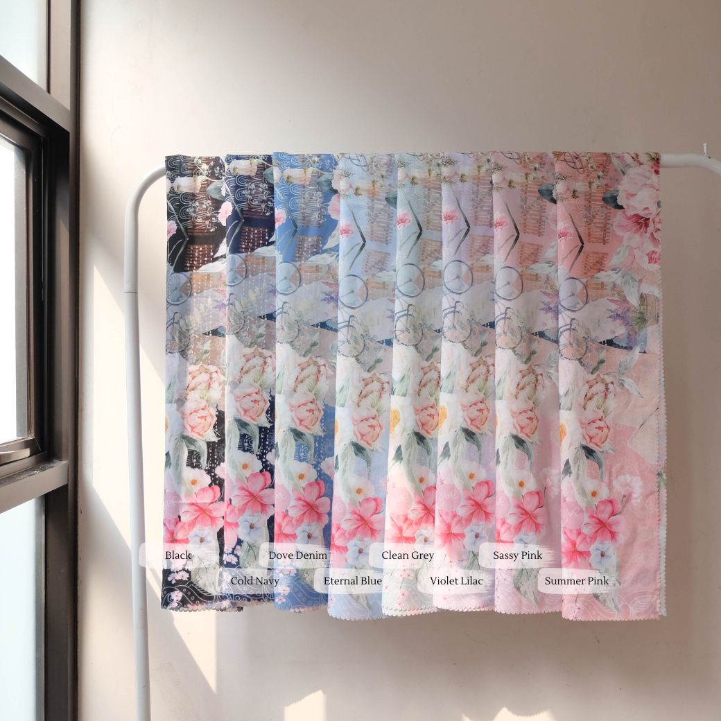 [ BUY 3 GET 1 FREE HIJAB ] Florence - Scarf Square Premium Polycotton XL - Eternal Blue - RJ24.10