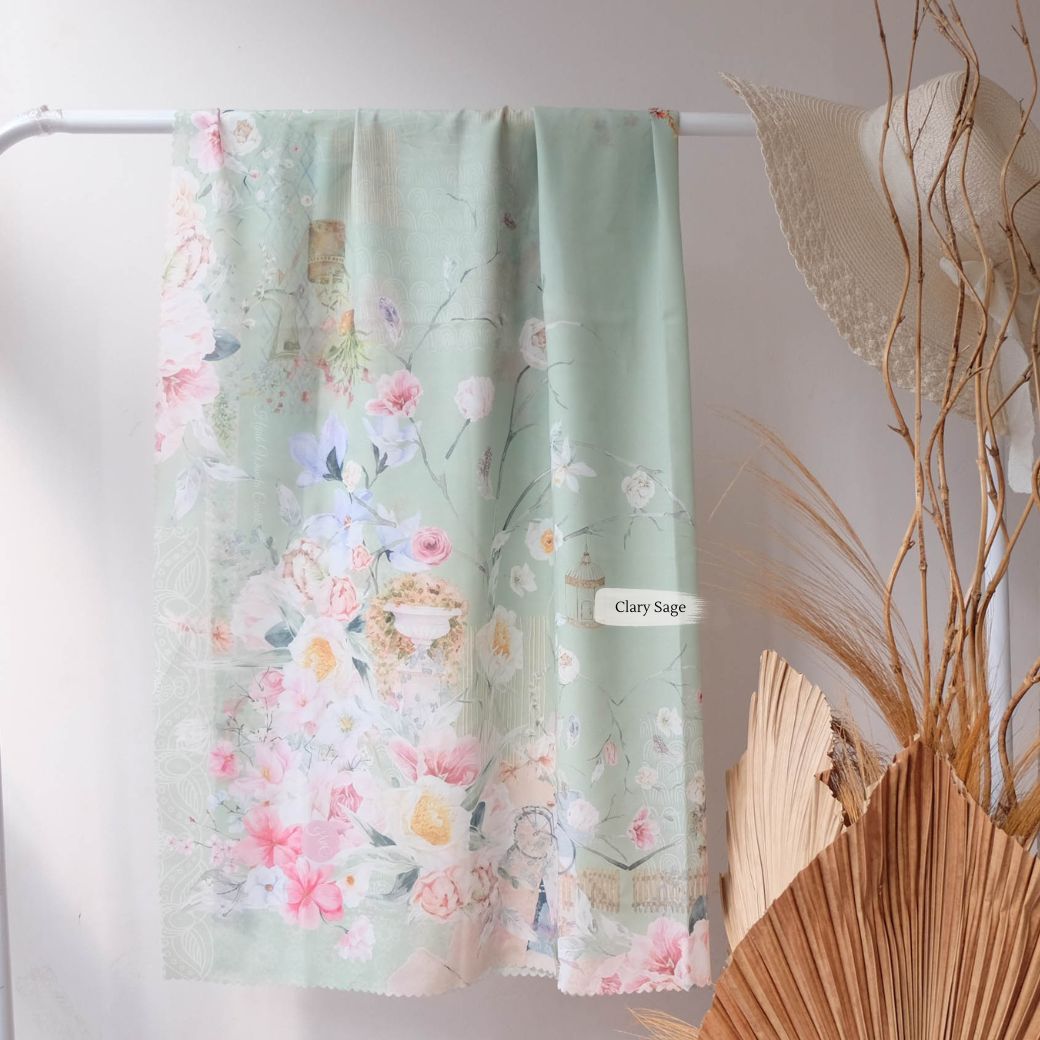 [ BUY 3 GET 1 FREE HIJAB ] Florence - Scarf Square Premium Polycotton XL - Clary Sage - RJ24.14