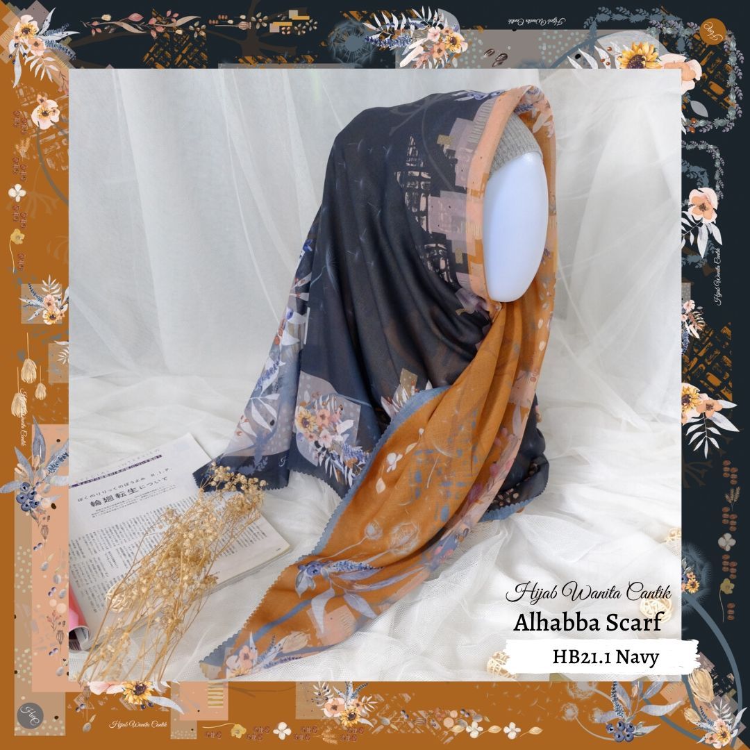 Segiempat Alhabba Scarf - HB21.1 Navy