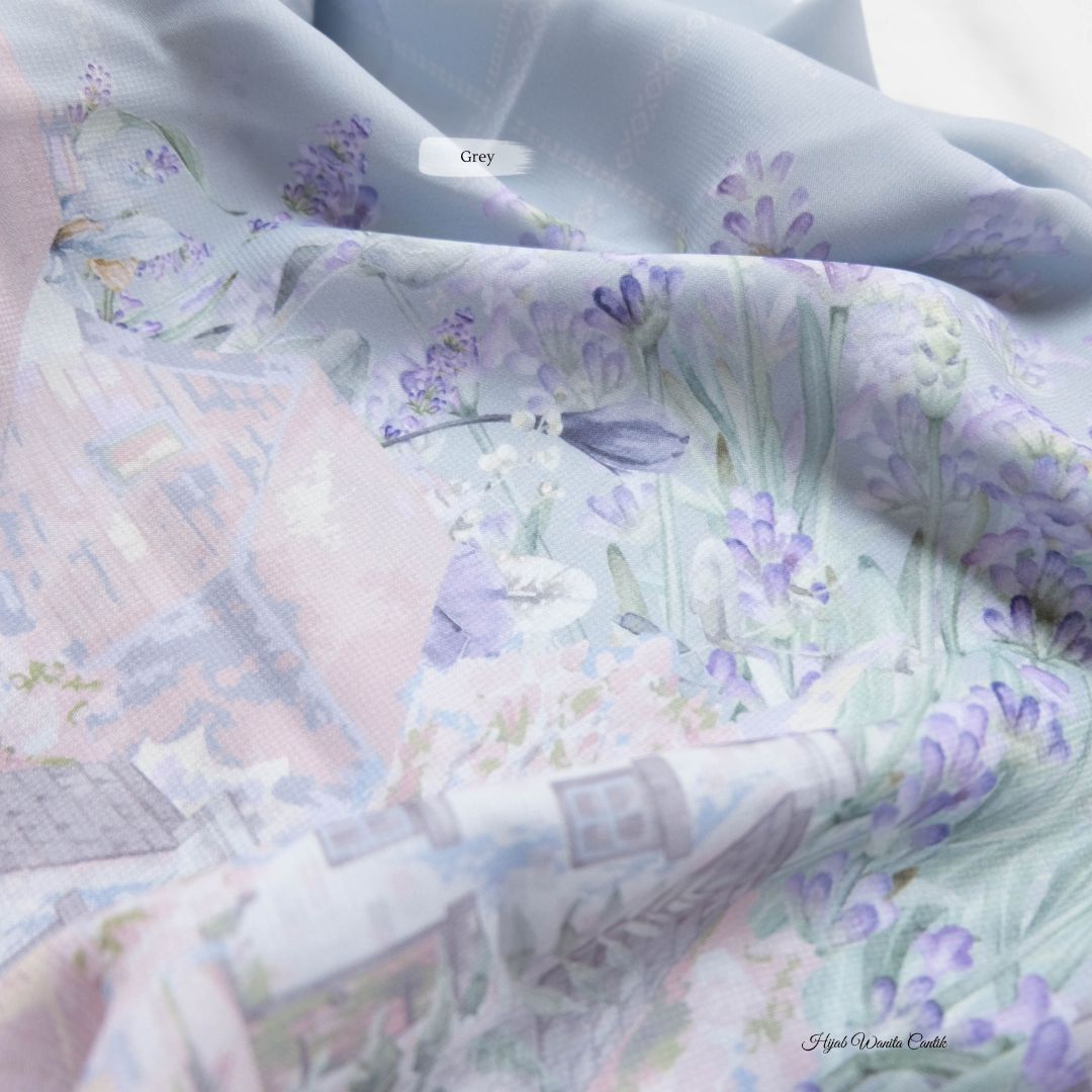 Lavender JUMBO - Scarf Square Premium Polycotton XL | Grey - LJ57.5