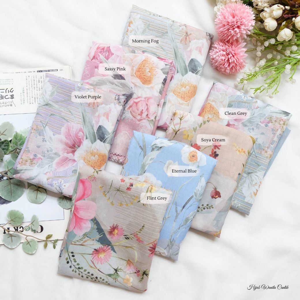 [ BUY 3 GET 1 FREE HIJAB ] Florence - Scarf Square British Voal - Eternal Blue - FL24.10
