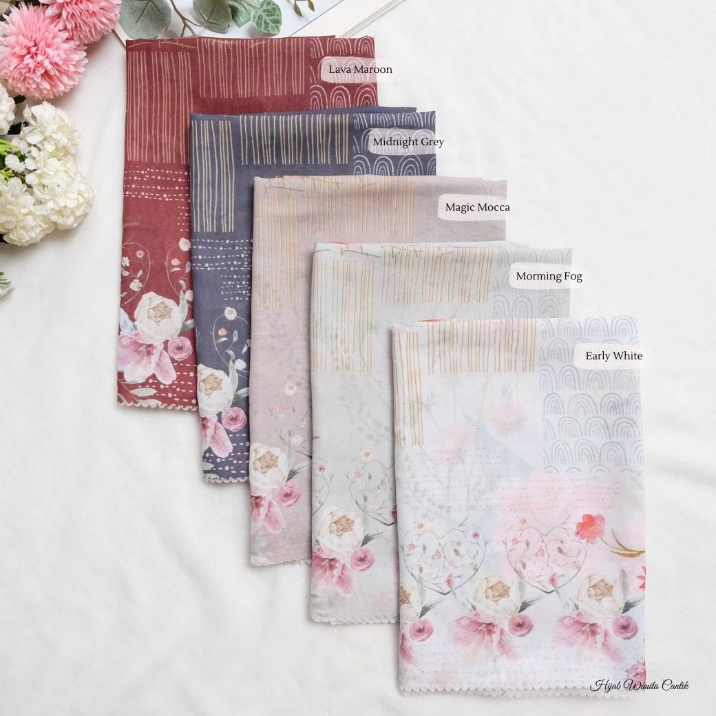 [ BUY 3 GET 1 FREE HIJAB ] Florence - Scarf Square British Voal - Early White - FL24.16