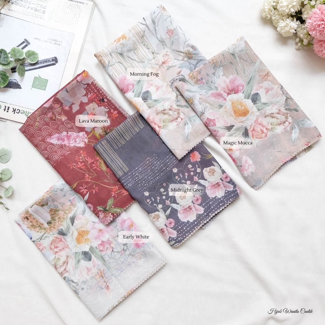 [ BUY 3 GET 1 FREE HIJAB ] Florence - Scarf Square British Voal - Early White - FL24.16