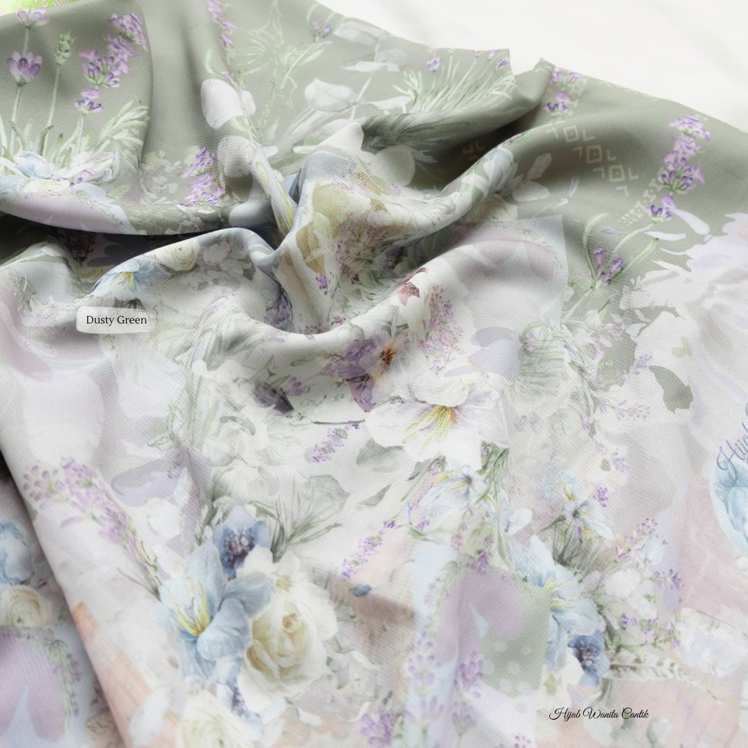 Lavender JUMBO - Scarf Square Premium Polycotton XL | Dusty Green - LJ57.3