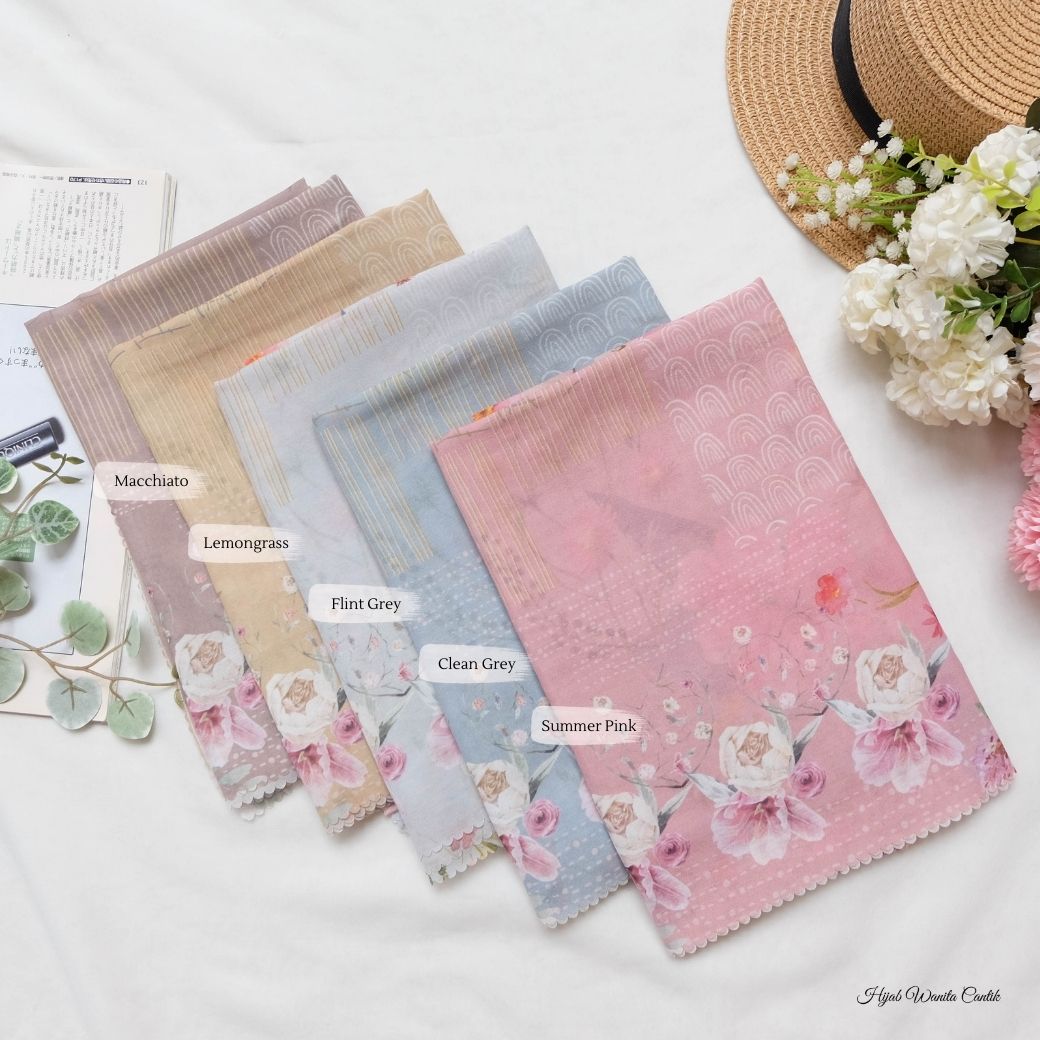 [ BUY 3 GET 1 FREE HIJAB ] Florence - Scarf Square British Voal - Clean Grey - FL24.11