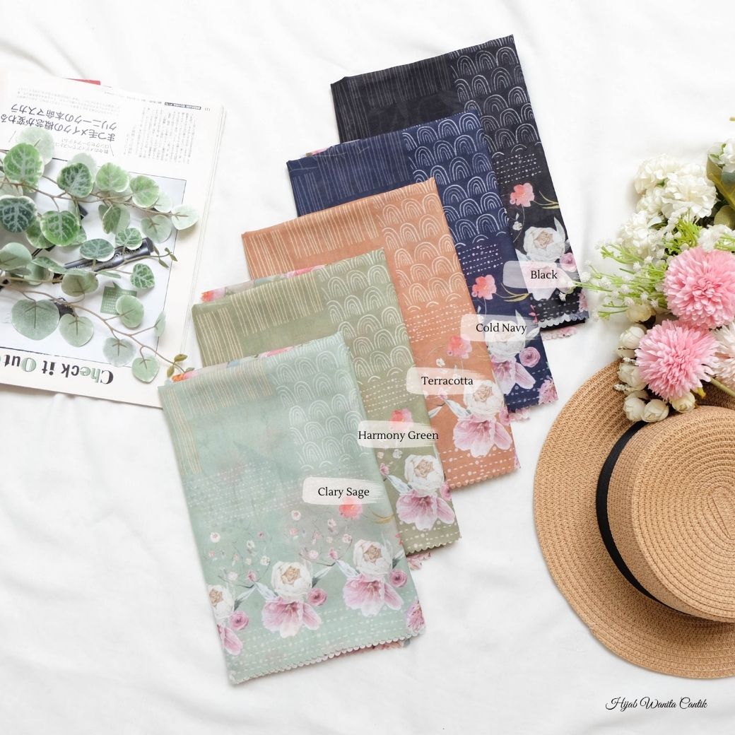 [ BUY 3 GET 1 FREE HIJAB ] Florence - Scarf Square British Voal - Harmony Green - FL24.13