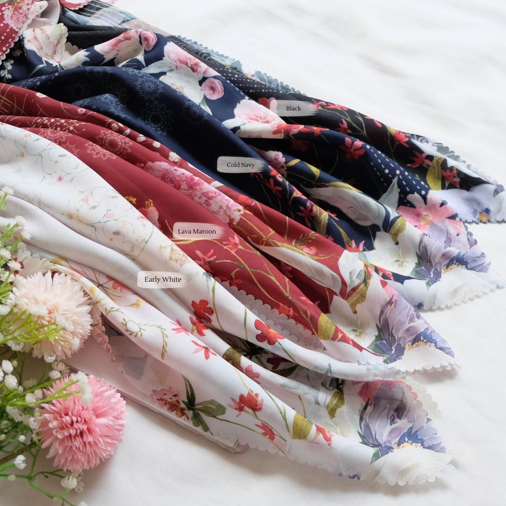 [ BUY 3 GET 1 FREE HIJAB ] Florence - Scarf Square Premium Polycotton XL - Cold Navy - RJ24.2
