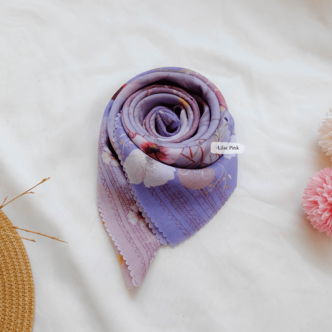 Segiempat Poppy Scarf - PY71.6 Lilac Pink