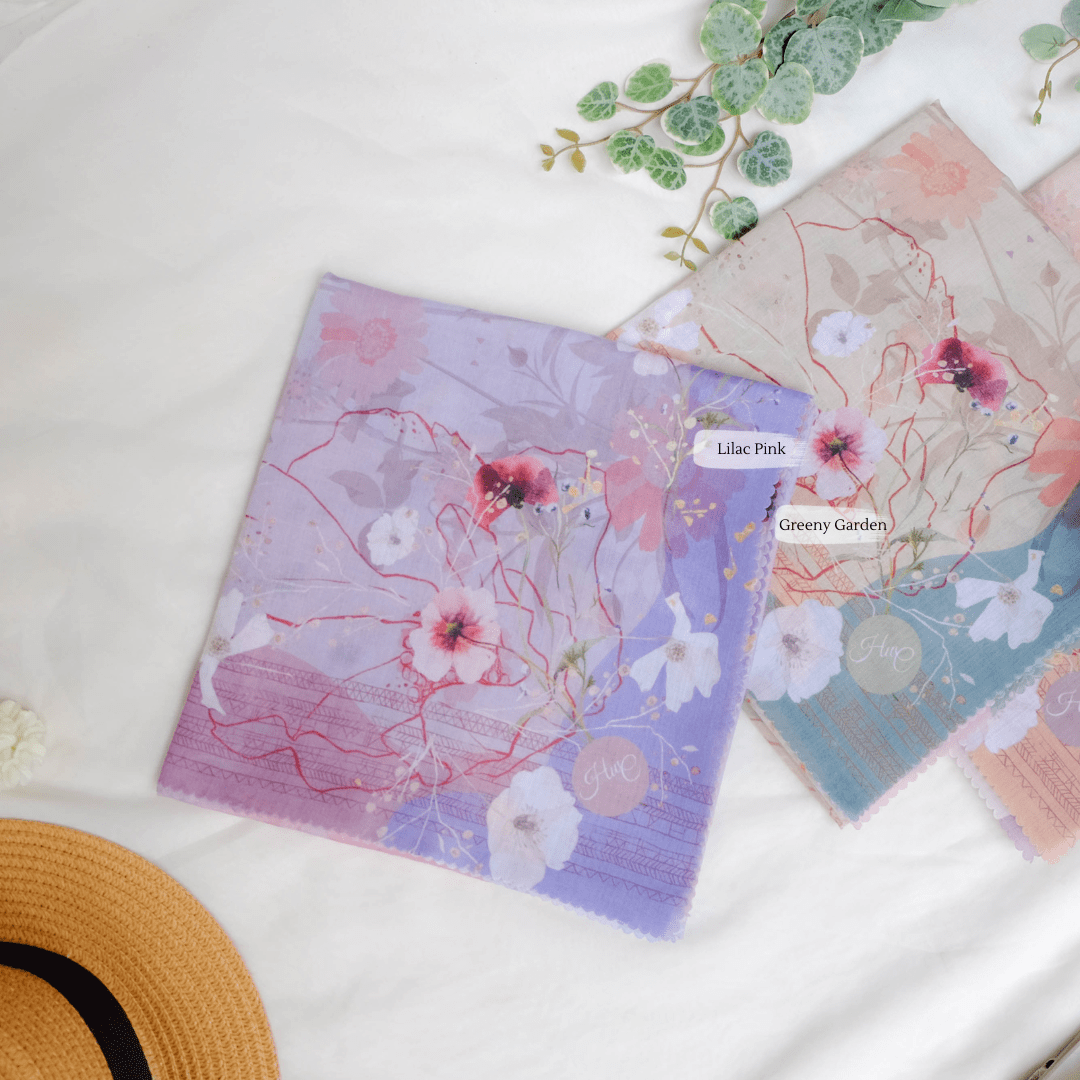 Segiempat Poppy Scarf - PY71.6 Lilac Pink