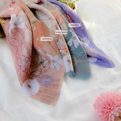 Segiempat Poppy Scarf - PY71.4 Hazel Cream