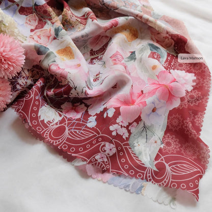 [ BUY 3 GET 1 FREE HIJAB ] Florence - Scarf Square Premium Polycotton XL - Lava Maroon - RJ24.4