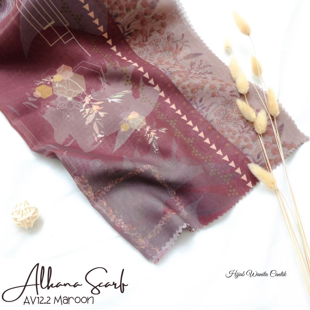 Segiempat Alkana Scarf -  AV12.2 Maroon