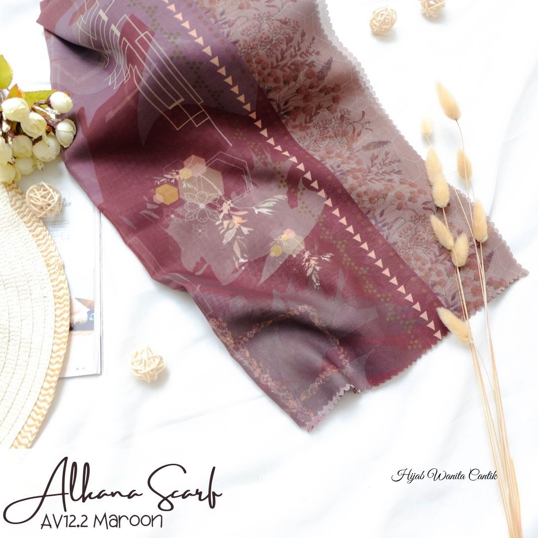 Segiempat Alkana Scarf -  AV12.2 Maroon