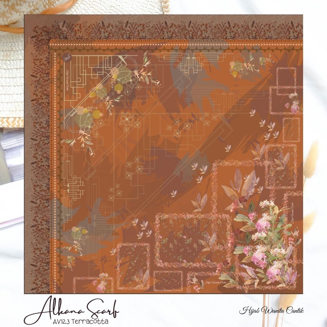 Segiempat Alkana Scarf -  AV12.3 Terracotta