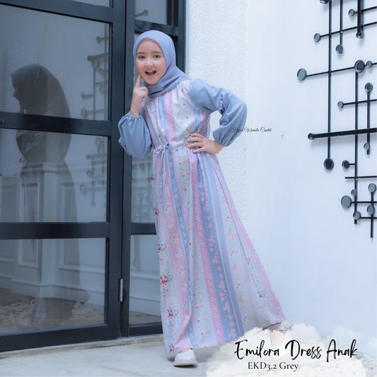 [CLEARANCE SALE] Emilora Dress Anak Custom - CDR3.2 Grey