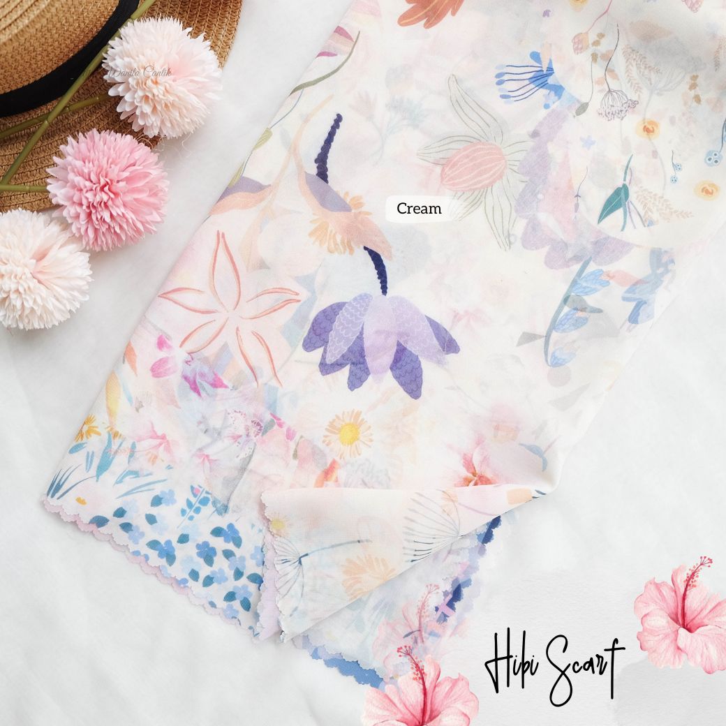 Hibi - Scarf Square Premium Polycotton - Cream - SH94.11