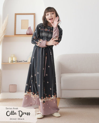[CLEARANCE SALE] Cilla Dress Anak Custom - DCA2.1 Black