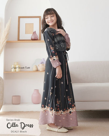 [CLEARANCE SALE] Cilla Dress Anak Custom - DCA2.1 Black